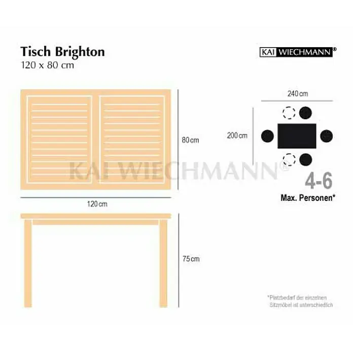 Kai Wiechmann Gartentisch - L x B x H: 150 x 80 x 75 cm, Teakholz, Rechteckig, Naturbelassen