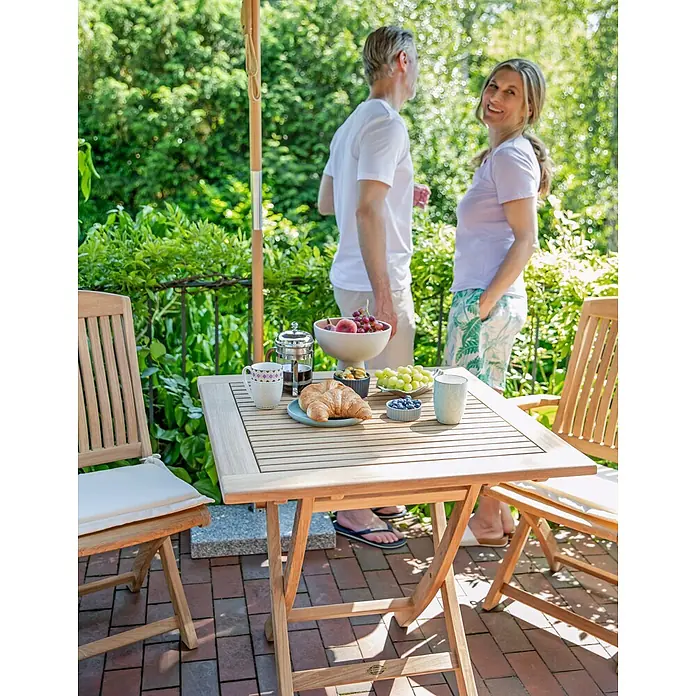 Kai Wiechmann Gartentisch - L x B x H: 80 x 80 x 75 cm, Teakholz, Quadratisch, Naturbelassen