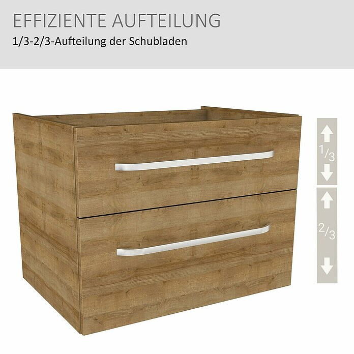Camargue Star Waschtischunterschrank (47 x 70 x 52 cm, Mit Beleuchtung, Berg Eiche, Matt)