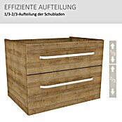 Camargue Star Waschtischunterschrank (47 x 70 x 52 cm, Mit Beleuchtung, Berg Eiche, Matt)