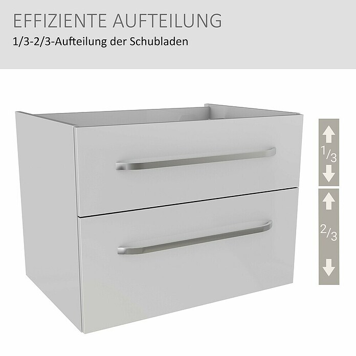 Camargue Star Waschtischunterschrank (47 x 70 x 52 cm, Ohne Beleuchtung, Weiß, Hochglanz)