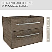 Camargue Star Waschtischunterschrank (47 x 70 x 52 cm, Ohne Beleuchtung, Eiche Maron, Matt)