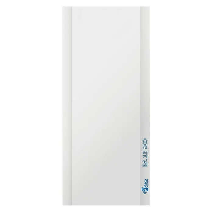 Placo Saint-Gobain Placa de yeso laminado BA - 2 m x 0,9 m x 13 mm - Primer plano de una puerta blanca BA 13 900 de Placo, con una superficie lisa, ideal para interiores modernos y nuevas construcciones.