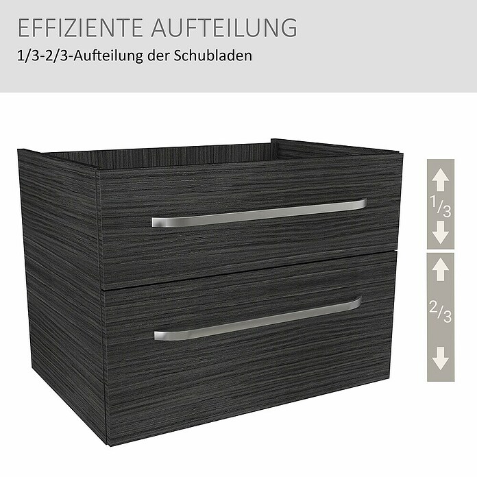 Camargue Star Waschtischunterschrank (47 x 70 x 52 cm, Ohne Beleuchtung, Darkoak, Matt)