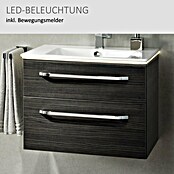 Camargue Star Waschtischunterschrank (47 x 70 x 52 cm, Mit Beleuchtung, Darkoak, Matt)