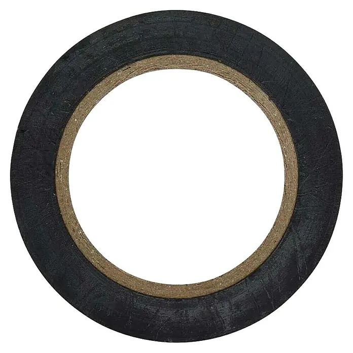 Emos Isolierband F61512 - Schwarz, L x B: 10 m x 15 mm - Eine Rolle schwarzes Isolierband mit braunem Pappkern.