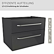 Camargue Star Waschtischunterschrank (47 x 70 x 52 cm, Mit Beleuchtung, Grafit, Hochglanz)