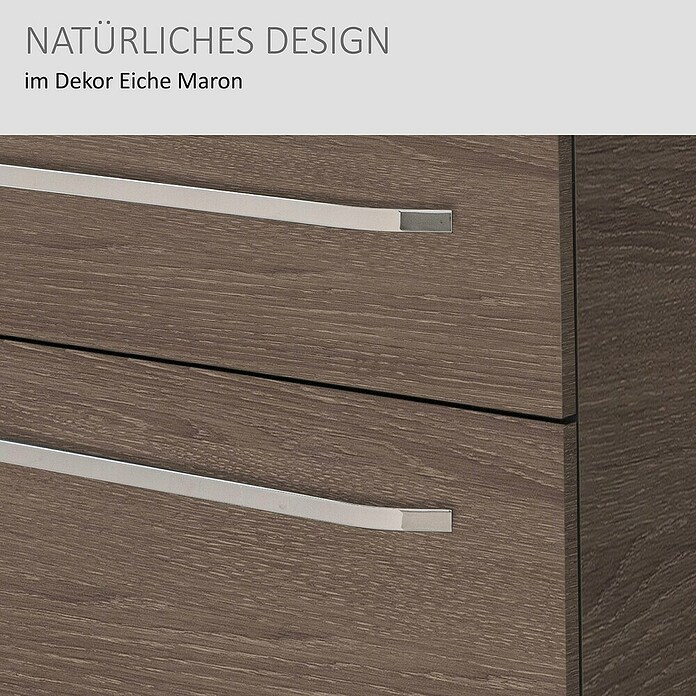 Camargue Star Waschtischunterschrank (47 x 70 x 52 cm, Mit Beleuchtung, Eiche Maron, Matt)