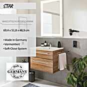 Camargue Star Waschtischunterschrank (47 x 70 x 52 cm, Mit Beleuchtung, Berg Eiche, Matt)