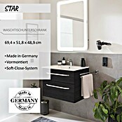 Camargue Star Waschtischunterschrank (47 x 70 x 52 cm, Ohne Beleuchtung, Darkoak, Matt)