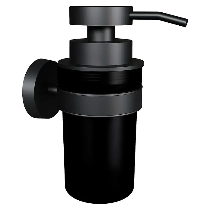 Camargue Paris Black Seifenspender - L x B x H: 12,7 x 7 x 15,6 cm, Edelstahl, Schwarz - Schwarzer Wandseifenspender mit Pumpe.