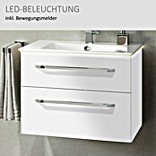 Camargue Star Waschtischunterschrank (47 x 70 x 52 cm, Mit Beleuchtung, Weiß, Hochglanz)