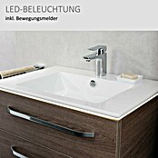 Camargue Star Waschtischunterschrank (47 x 70 x 52 cm, Mit Beleuchtung, Eiche Maron, Matt)