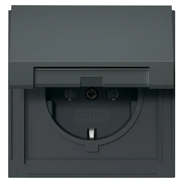 Gira Klappdeckelsteckdose TX_44 445467 - Anthrazit, Unterputzmontage - Dunkelgraue GIRA Unterputz-Schuko-Steckdose mit Klappdeckel.