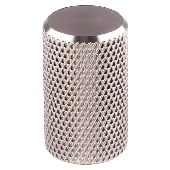 Rei Möbelknopf - Durchmesser: 18 mm, Aluminium, Stahl - Silbernes zylindrisches Metallteil mit Rändeloberfläche für besseren Griff.