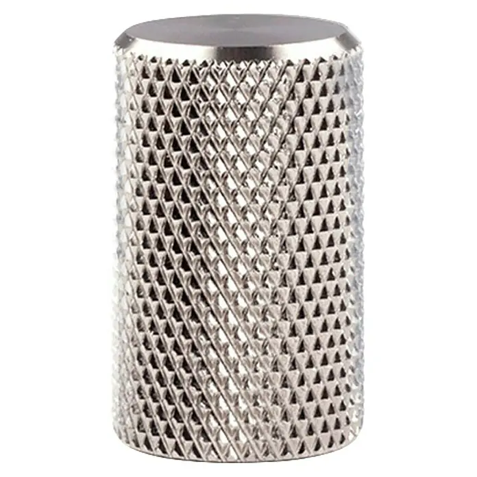 Rei Möbelknopf - Durchmesser: 18 mm, Aluminium, Stahl - Silberner Rändelzylinder aus Metall mit Rautenmuster für besseren Halt.
