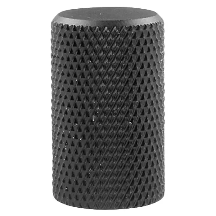 Rei Möbelknopf - Durchmesser: 18 mm, Aluminium, Schwarz - Dunkelgraues, gerändeltes zylindrisches Bauteil für besseren Halt.