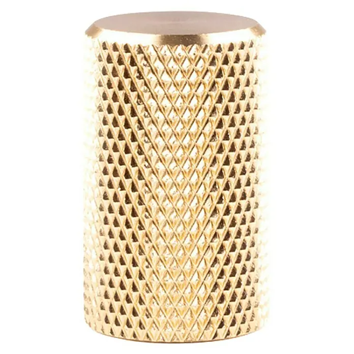 Rei Möbelknopf - Durchmesser: 18 mm, Aluminium, Gold - Goldener zylindrischer Rändelknopf mit Rautenmuster für Griffigkeit.