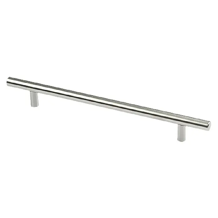 Rei Möbelgriff - Lochabstand: 192 mm, Stahl, Nickel, Rund, L x B x H: 260 x 12 x 32 mm - Glänzender silberfarbener T-Stangen-Möbelgriff.