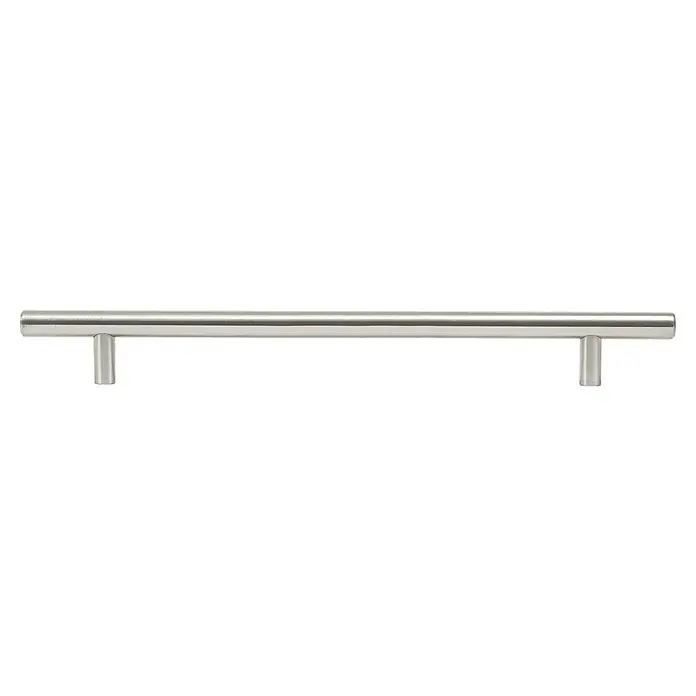 Rei Möbelgriff - Lochabstand: 192 mm, Stahl, Nickel, Rund, L x B x H: 260 x 12 x 32 mm - Gebürsteter silberner Stangengriff für Schränke.