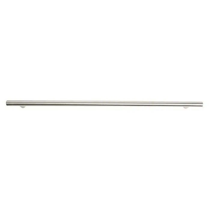 Rei Möbelgriff - Lochabstand: 306 mm, Stahl, Edelstahl, Rund, L x B x H: 376 x 12 x 32 mm - Rechteckige Stange aus gebürstetem Metall mit zwei kleinen, spitzen Füßen an der Unterseite.