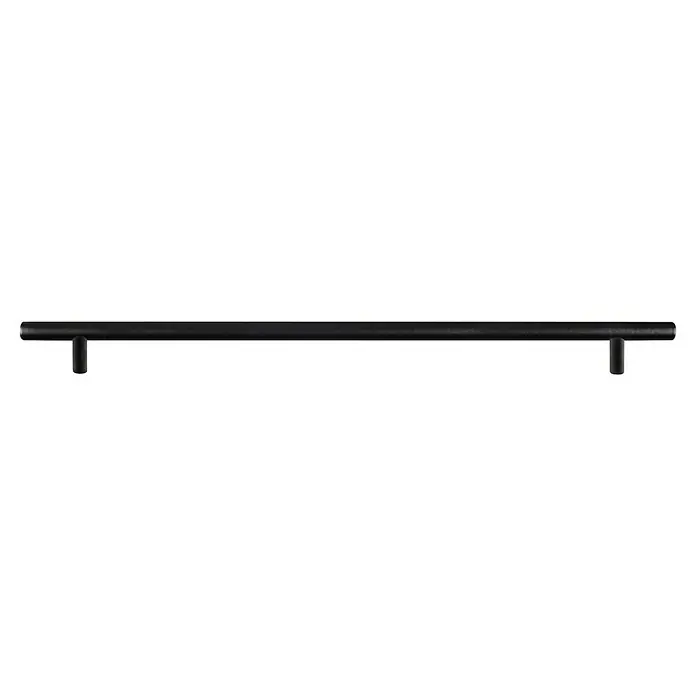 Rei Möbelgriff - Lochabstand: 356 mm, Stahl, Schwarz, Rund, L x B x H: 425 x 12 x 32 mm - Mattschwarzer zylindrischer Möbelgriff.