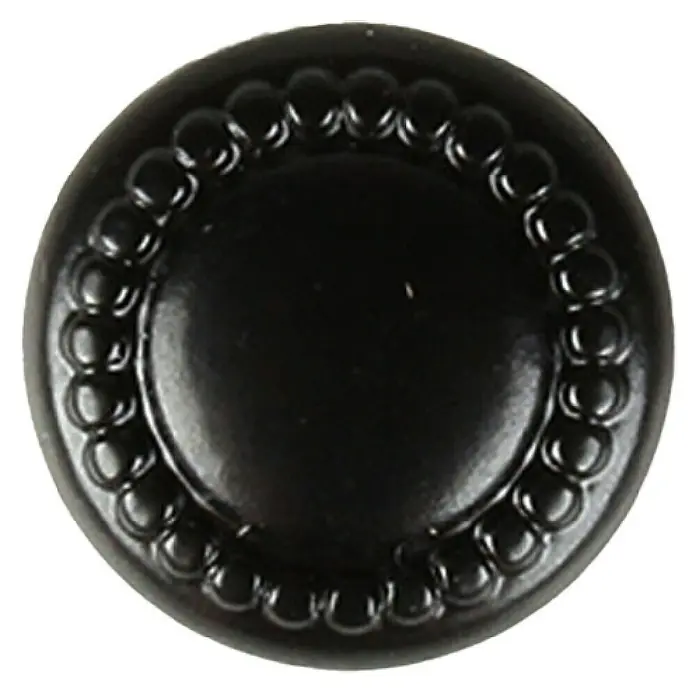 Rei Möbelknopf - Ø x H: 19 x 21 mm, Typ Möbelgriff: Knopf, Schwarz - Runder schwarzer Knopf mit erhabenem Perlenrand.