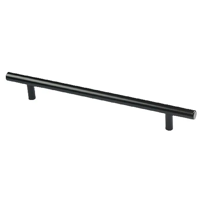 Rei Möbelgriff - Lochabstand: 192 mm, Stahl, Schwarz, Rund, L x B x H: 260 x 12 x 32 mm - Schwarzer zylindrischer T-Stangengriff für Schränke oder Schubladen.