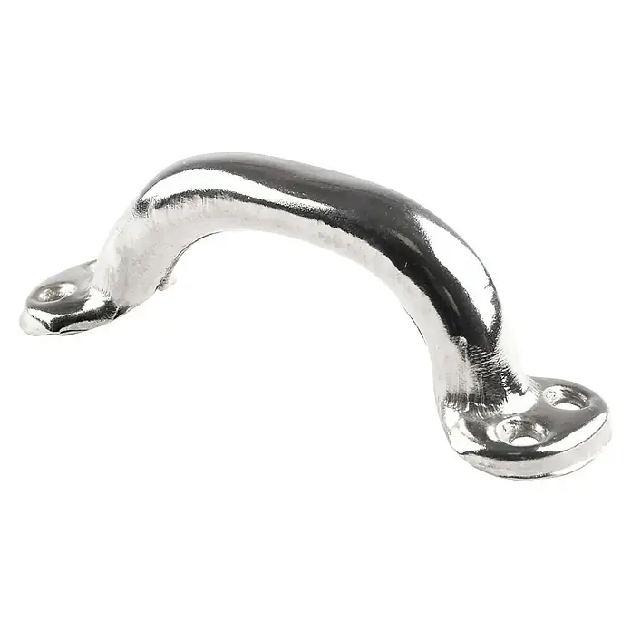 Rei Möbelgriff - Lochabstand: 90 mm, Sonstige, Nickel - Glänzender silberner Metall-Haltegriff mit Montageplatten.