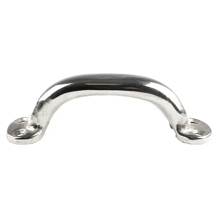 Rei Möbelgriff - Lochabstand: 115 mm, Sonstige, Nickel - Glänzender silberner Metall-Haltegriff mit Montagebasen.