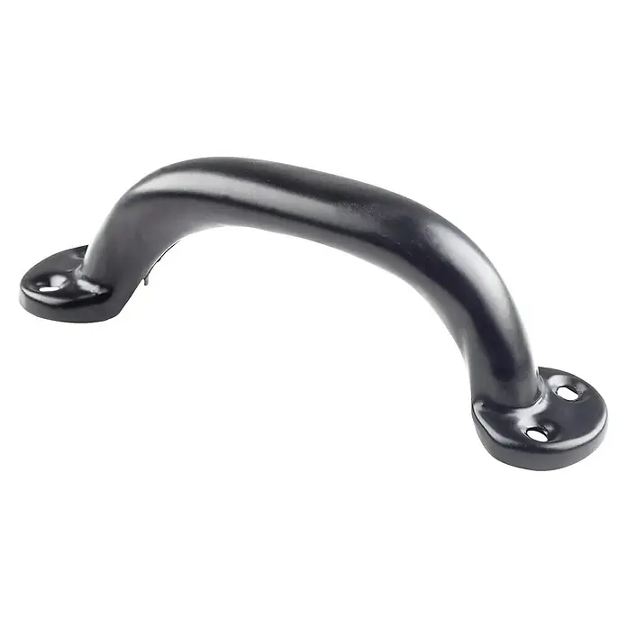 Rei Möbelgriff - Lochabstand: 115 mm, Sonstige, Schwarz - Schwarzer, gebogener Metallgriff mit zwei Montageplatten.