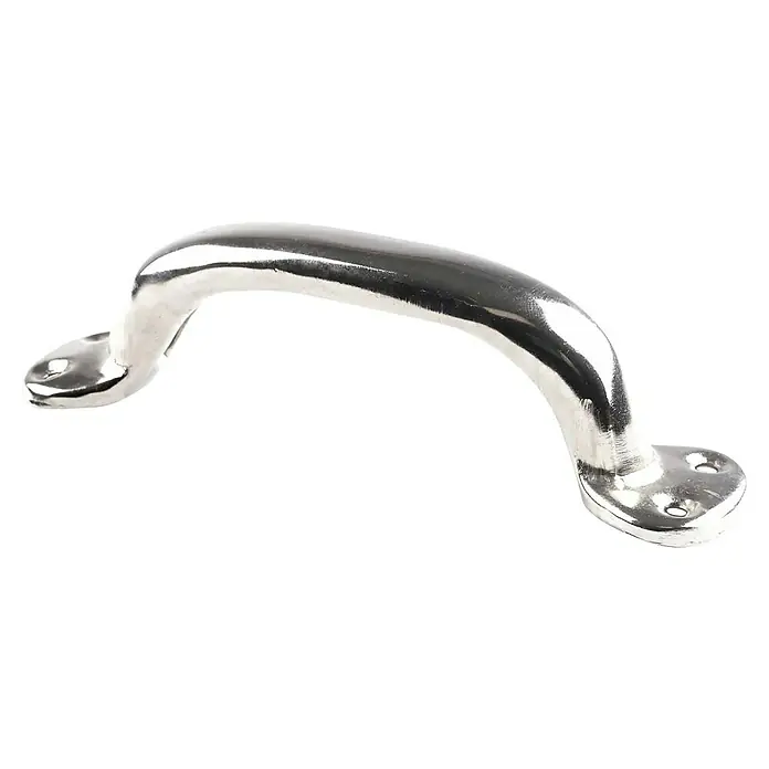 Rei Möbelgriff - Lochabstand: 125 mm, Sonstige, Nickel - Glänzender verchromter Metall-Haltegriff mit zwei Montageplatten und Schraubenlöchern.