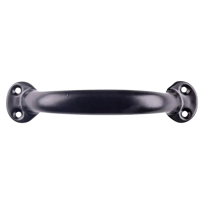Rei Möbelgriff - Lochabstand: 125 mm, Sonstige, Schwarz - Mattschwarzer Metall-Ziehgriff mit zwei Montageplatten, jede mit zwei Schraubenlöchern.