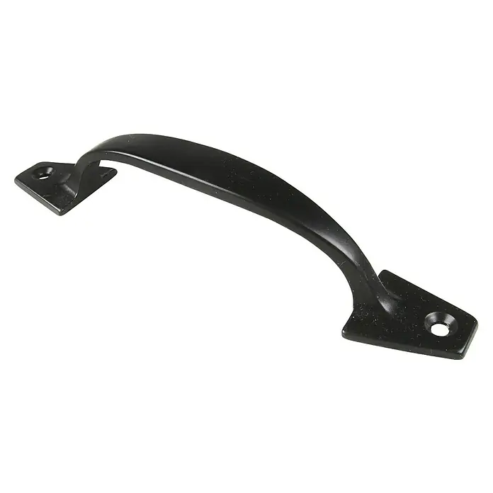 Rei Möbelgriff - Lochabstand: 115 mm, Aluminium, Schwarz - Schwarzer matter Bügelgriff mit flachen Montageplatten an beiden Enden.