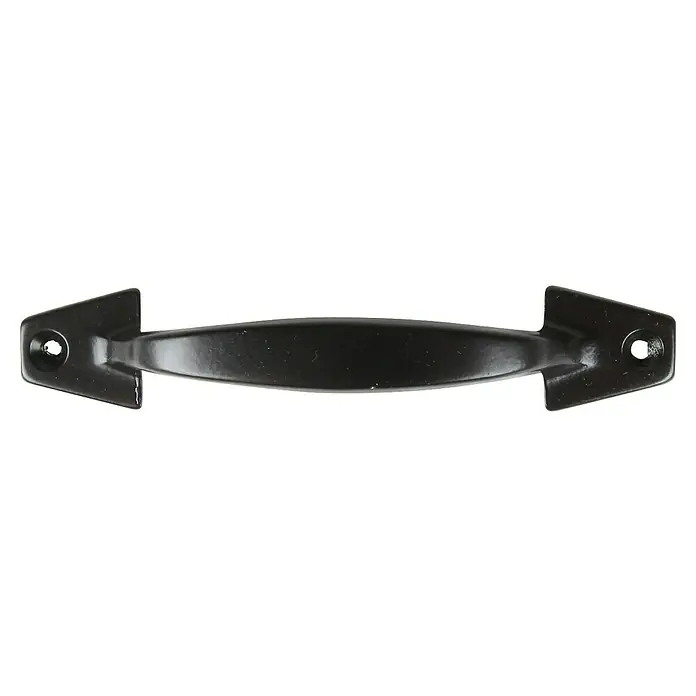 Rei Möbelgriff - Lochabstand: 115 mm, Aluminium, Schwarz - Schwarzer Metall-Griff mit pfeilförmigen Enden und Schraublöchern.