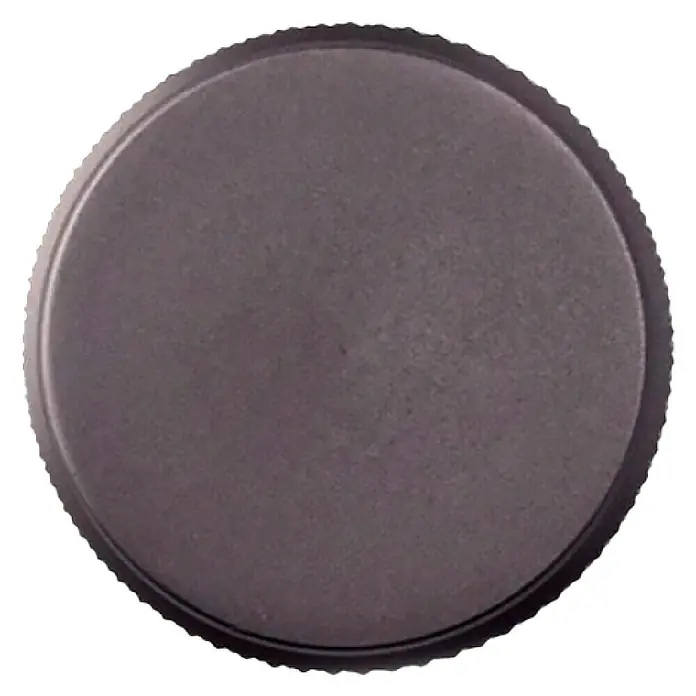 Rei Möbelknopf - Durchmesser: 30 mm, Aluminium, Grau - Dunkelgraues rundes Objekt mit geriffeltem Rand.