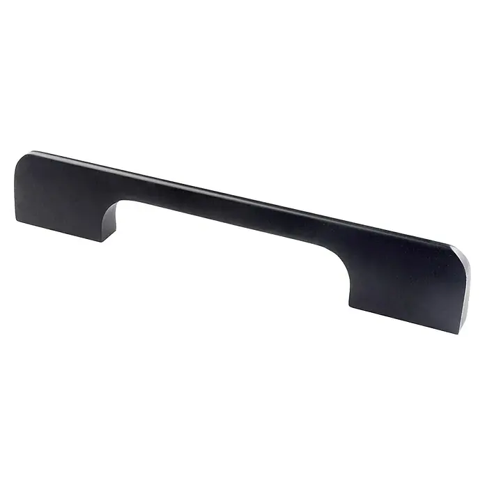 Rei Möbelgriff - Lochabstand: 128 mm, Aluminium, Schwarz, Elegant - Eleganter, dunkler Metall-Möbelgriff mit geschwungener Greiffläche und abgerundeten Enden.