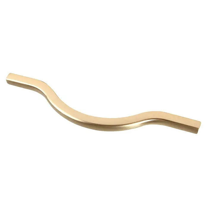 Rei Möbelgriff - Lochabstand: 96 mm, Aluminium, Gold - Geschwungener Möbelgriff aus gebürstetem Gold.