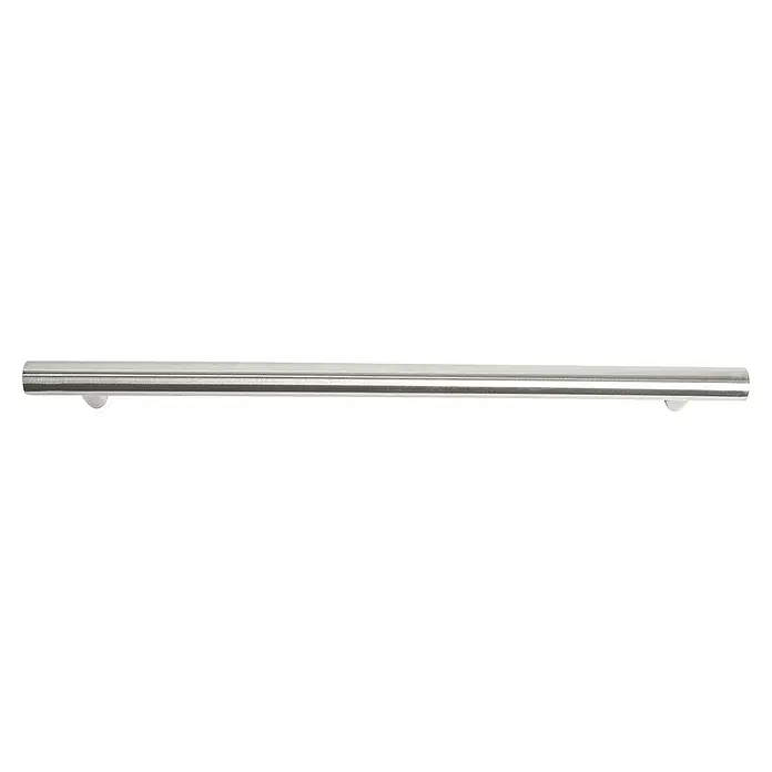 Rei Möbelgriff - Lochabstand: 224 mm, Stahl, Edelstahl, Rund, L x B x H: 276 x 12 x 32 mm - Silbernes gebürstetes Metallprofil mit zwei Befestigungslaschen.
