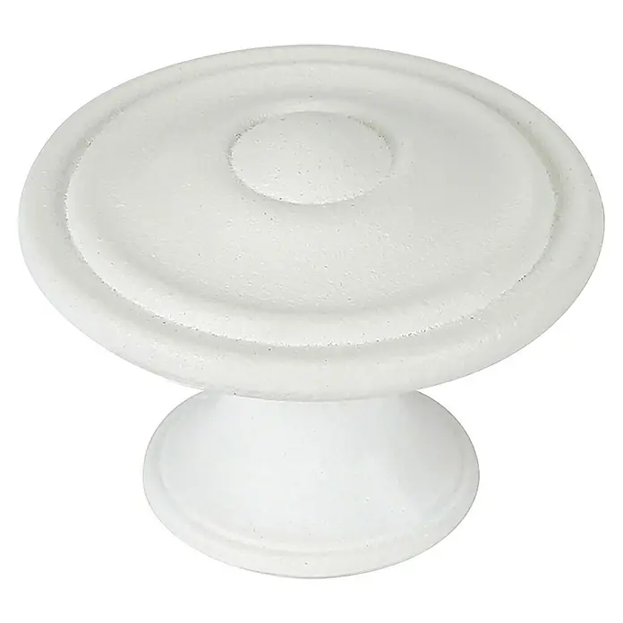 Rei Möbelknopf - Ø x H: 35 x 26 mm, Weiß - Weißer runder Möbelknauf mit konzentrischen Ringdetails.