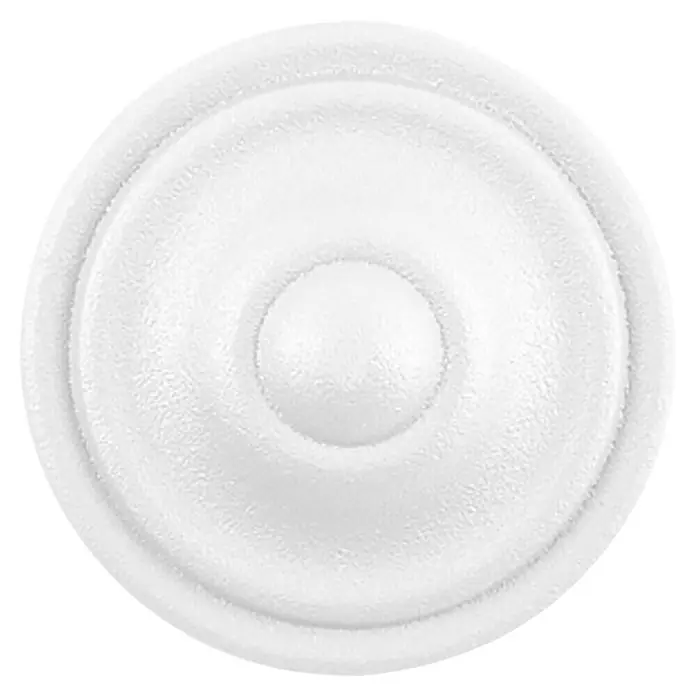 Rei Möbelknopf - Ø x H: 35 x 26 mm, Weiß - Weißes rundes Objekt mit strukturierter Oberfläche und konzentrischen erhabenen Ringen.