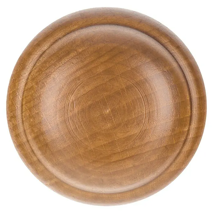 Rei Möbelknopf - Durchmesser: 40 mm, Holz, Eiche - Runde, flache Holzschale mit natürlicher brauner Oberfläche und sichtbarer Maserung.