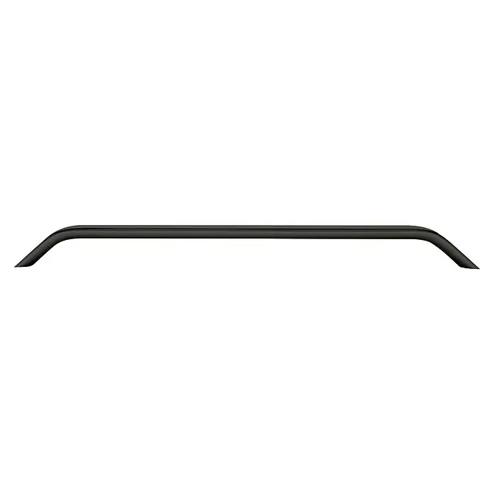 Rei Möbelgriff - Lochabstand: 160 mm, Aluminium, Schwarz, Gebogen - Dunkelgraue Dachreling mit nach unten angewinkelten Enden.