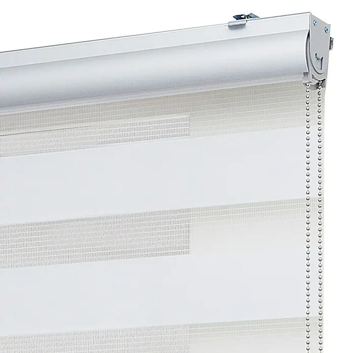 Estor noche y día Platinum Duolux - An x Al: 100 x 250 cm, Blanco - Primer plano de un moderno estor doble blanco, que ofrece un diseño elegante y un control de luz flexible para la habitación.