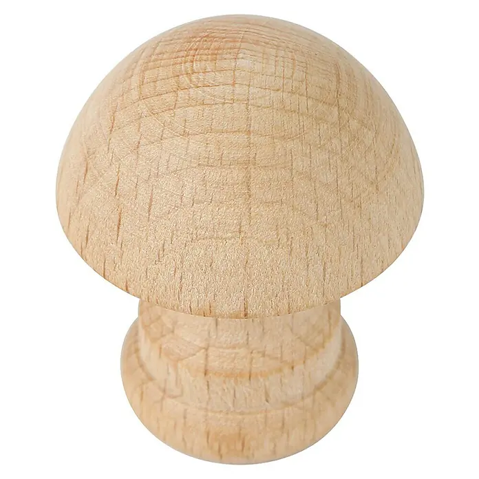 Rei Möbelknopf - Durchmesser: 31 mm, Holz, Walnuss - Hellbrauner Pilz aus Naturholz für Bastelarbeiten.