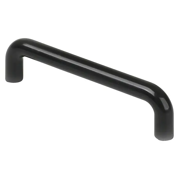 Rei Möbelgriff - Lochabstand: 96 mm, Kunststoff, Schwarz - Schwarzer, glänzender U-förmiger Griff.