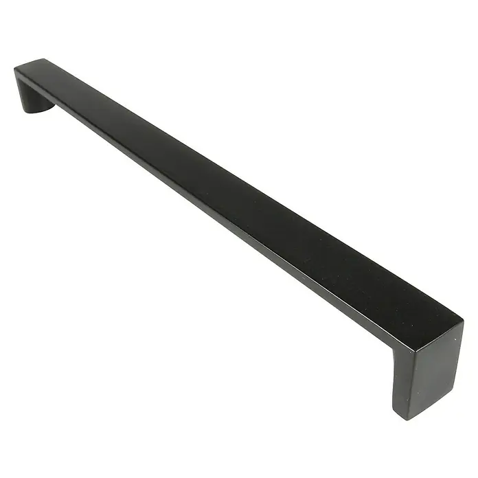Rei Möbelgriff - Lochabstand: 256 mm, Aluminium, Schwarz, L x B x H: 264 x 18 x 23 mm - Gerader schwarzer rechteckiger Metallgriff für Schränke oder Schubladen.