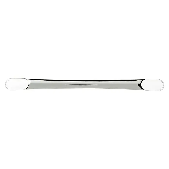 Rei Möbelgriff - Lochabstand: 128 mm, Sonstige, Chrom, Glänzend - Glänzender, silberner Metallstab mit abgerundeten, bauchigen Enden und einer leicht konkaven Mitte.