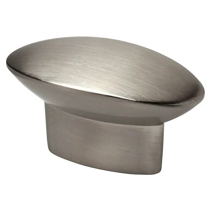 Rei Möbelknopf - Durchmesser: 19 mm, Nickel, L x H: 40 x 24 mm - Ovaler Möbelknauf aus gebürstetem Nickel.