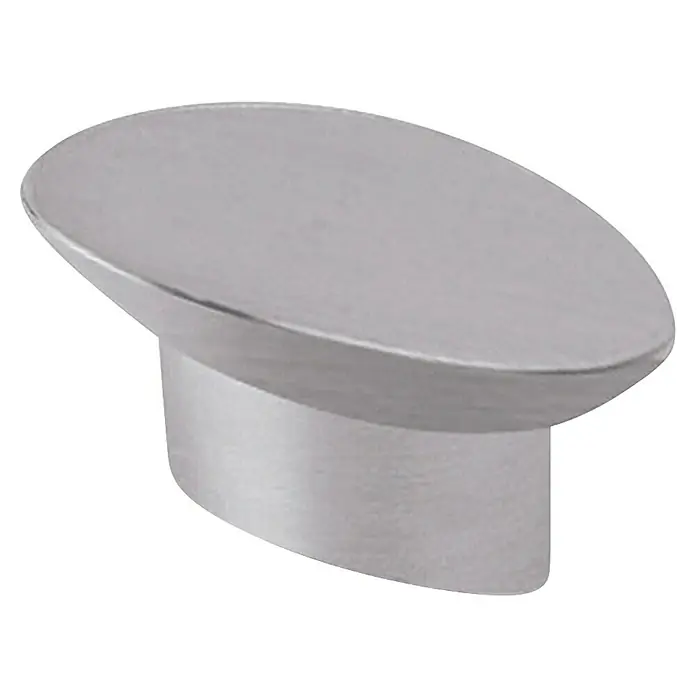 Rei Möbelknopf - Durchmesser: 19 mm, Chrom, L x H: 40 x 24 mm - Gebürsteter silberner elliptischer Möbelknauf mit zylindrischem Fuß.